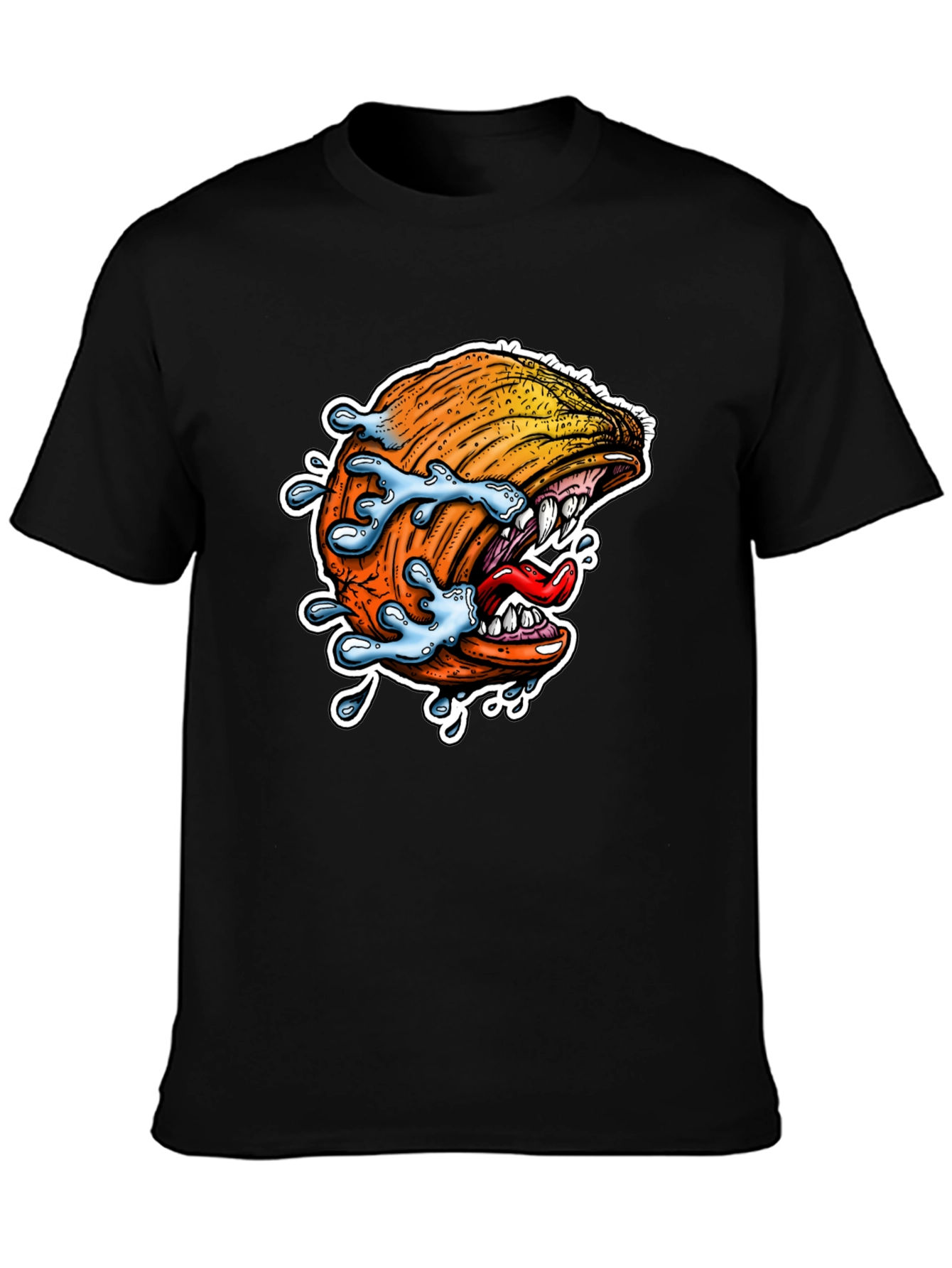 Mens Black Graphic Tee - Pumpkin Monster Bite