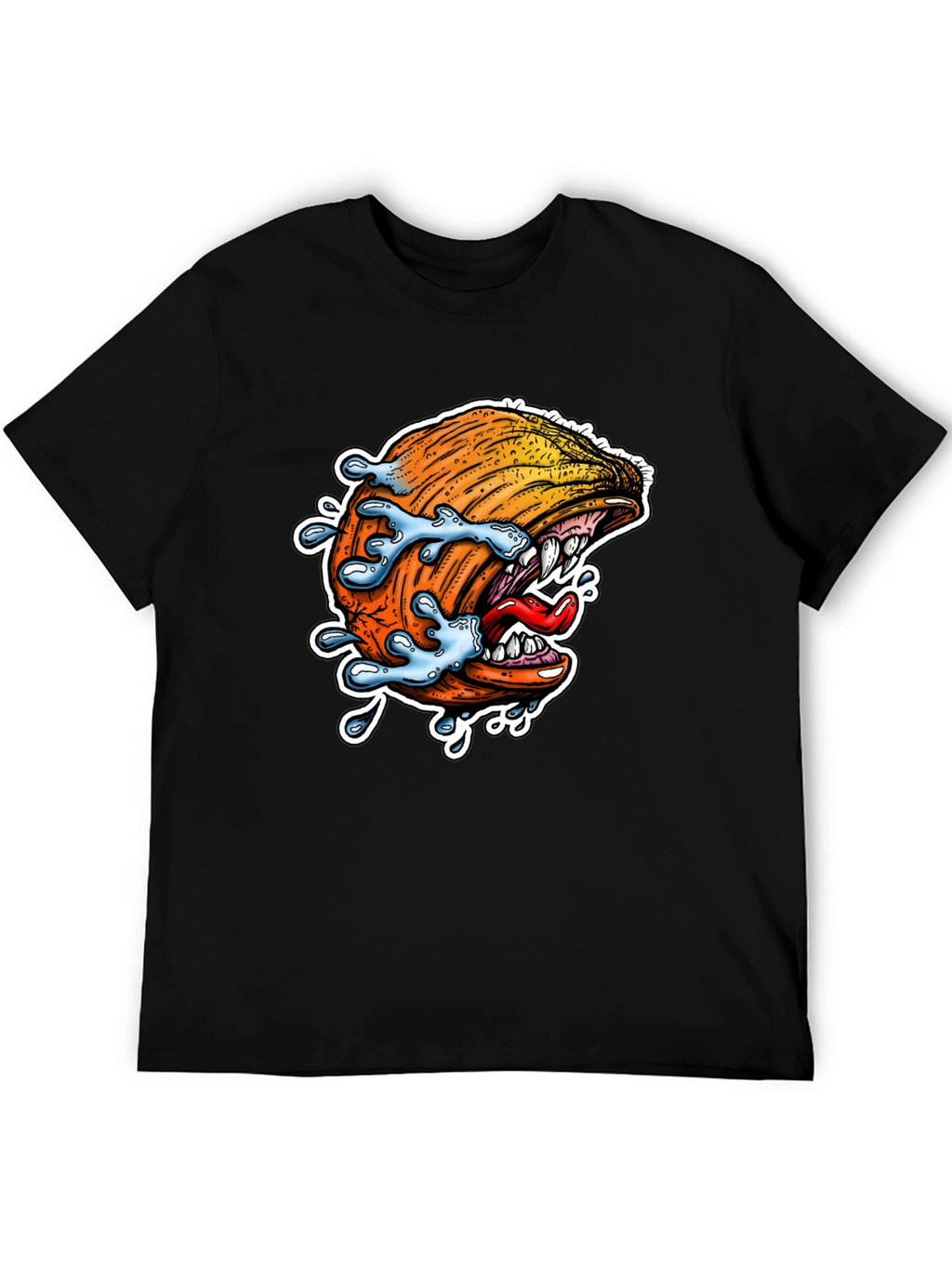 Mens Black Graphic Tee - Pumpkin Monster Bite