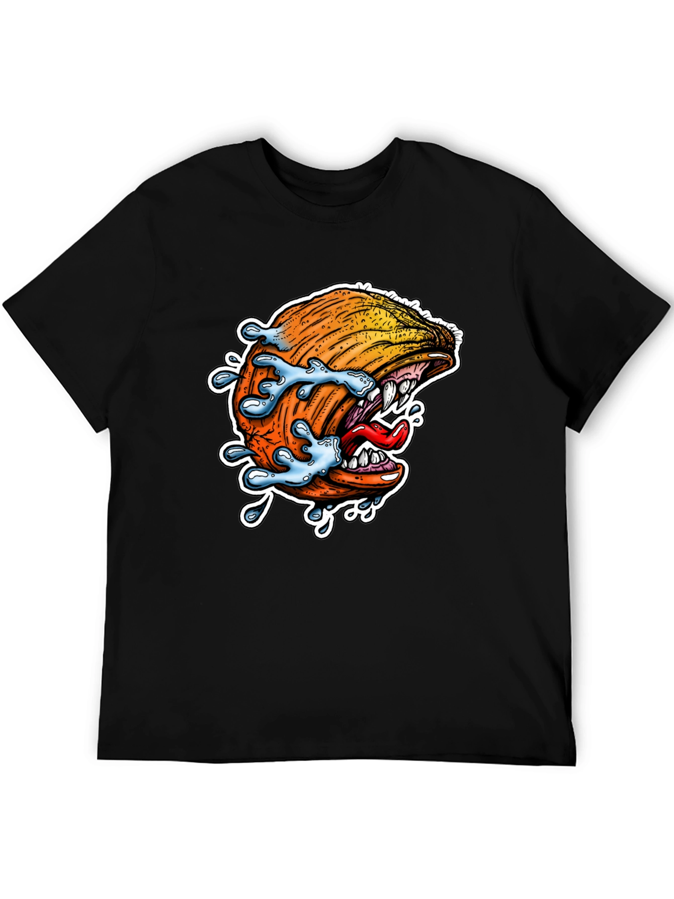 Mens Black Graphic Tee - Pumpkin Monster Bite