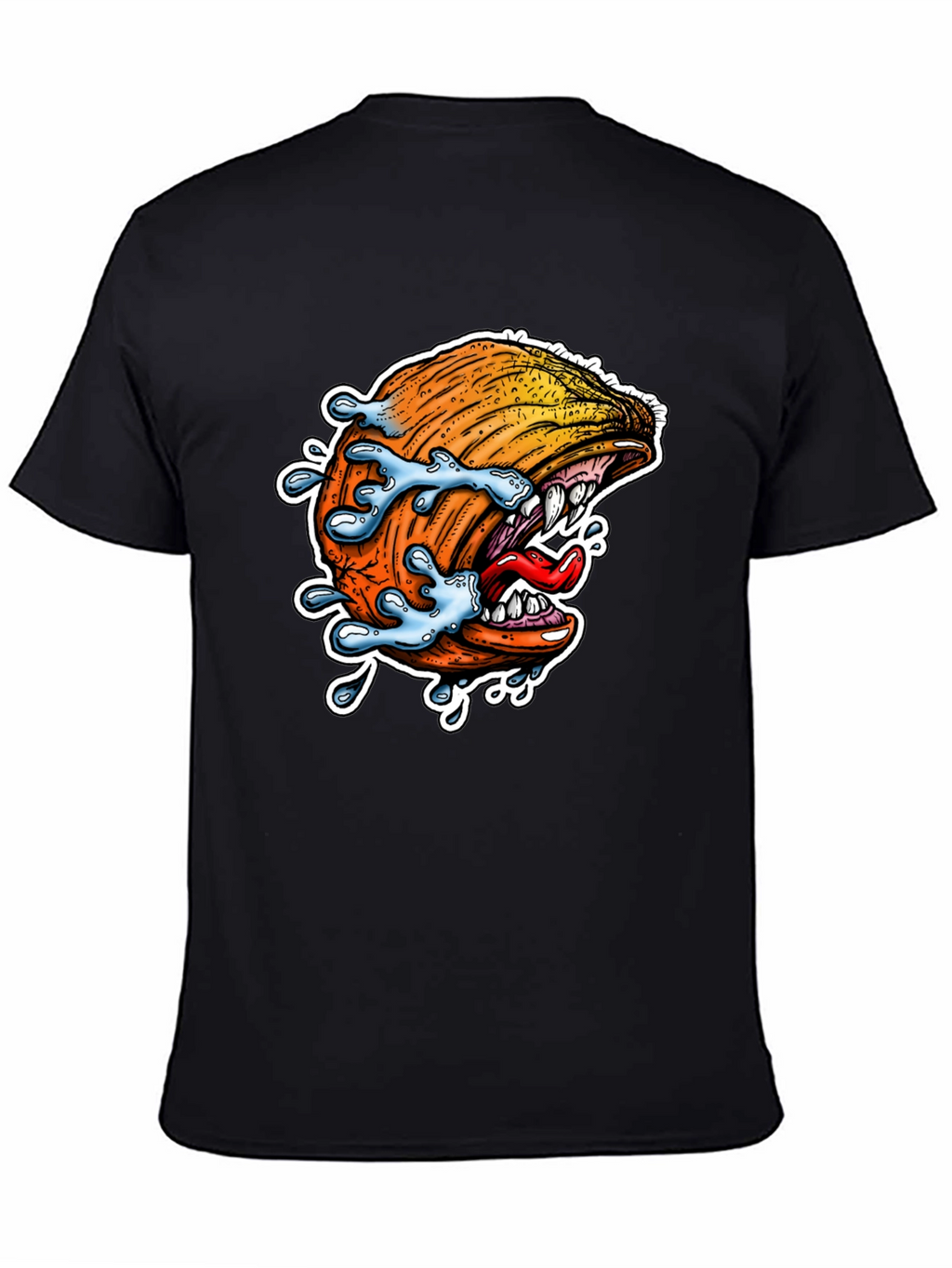 Mens Black Graphic Tee - Pumpkin Monster Bite