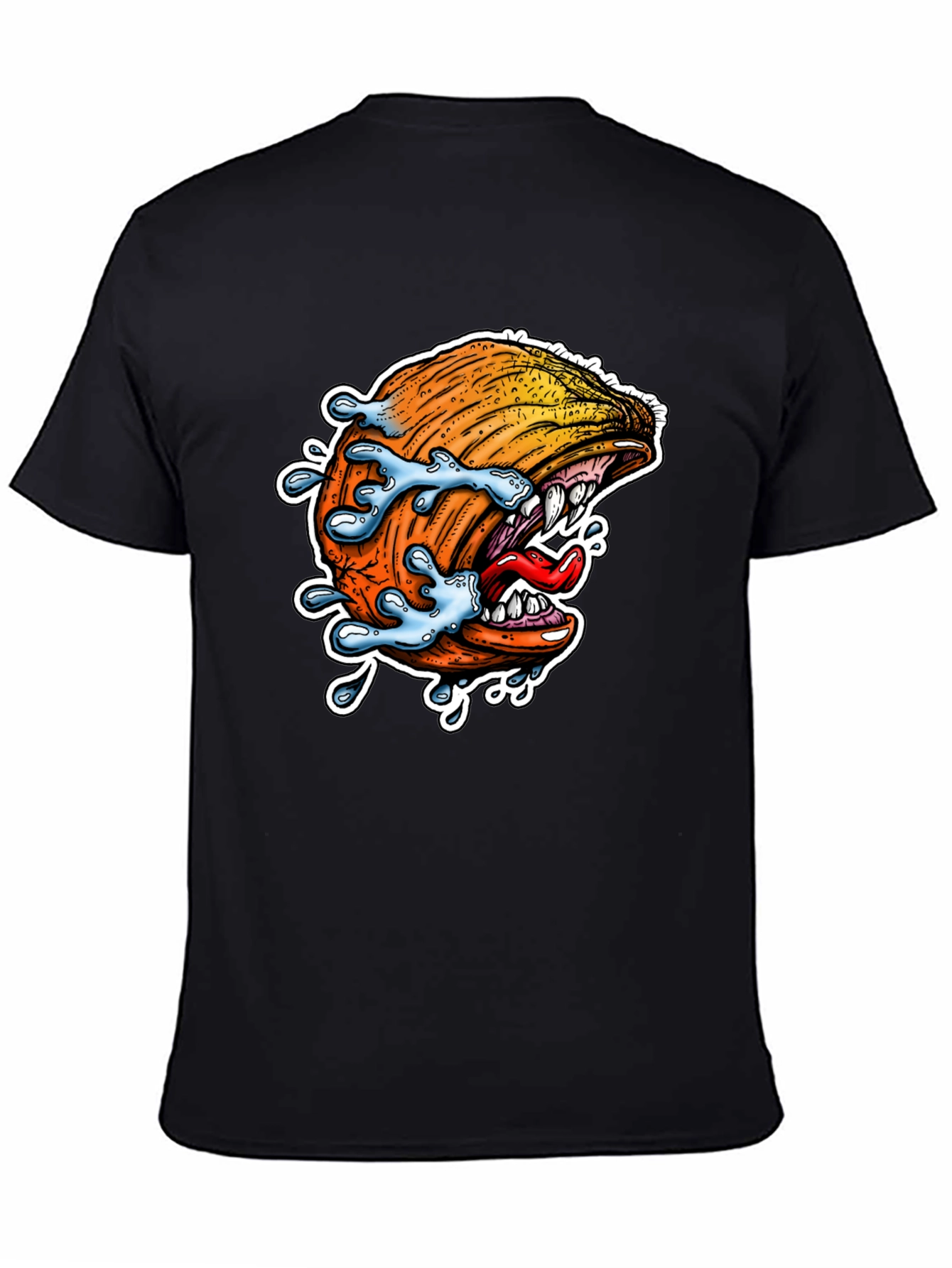 Mens Black Graphic Tee - Pumpkin Monster Bite