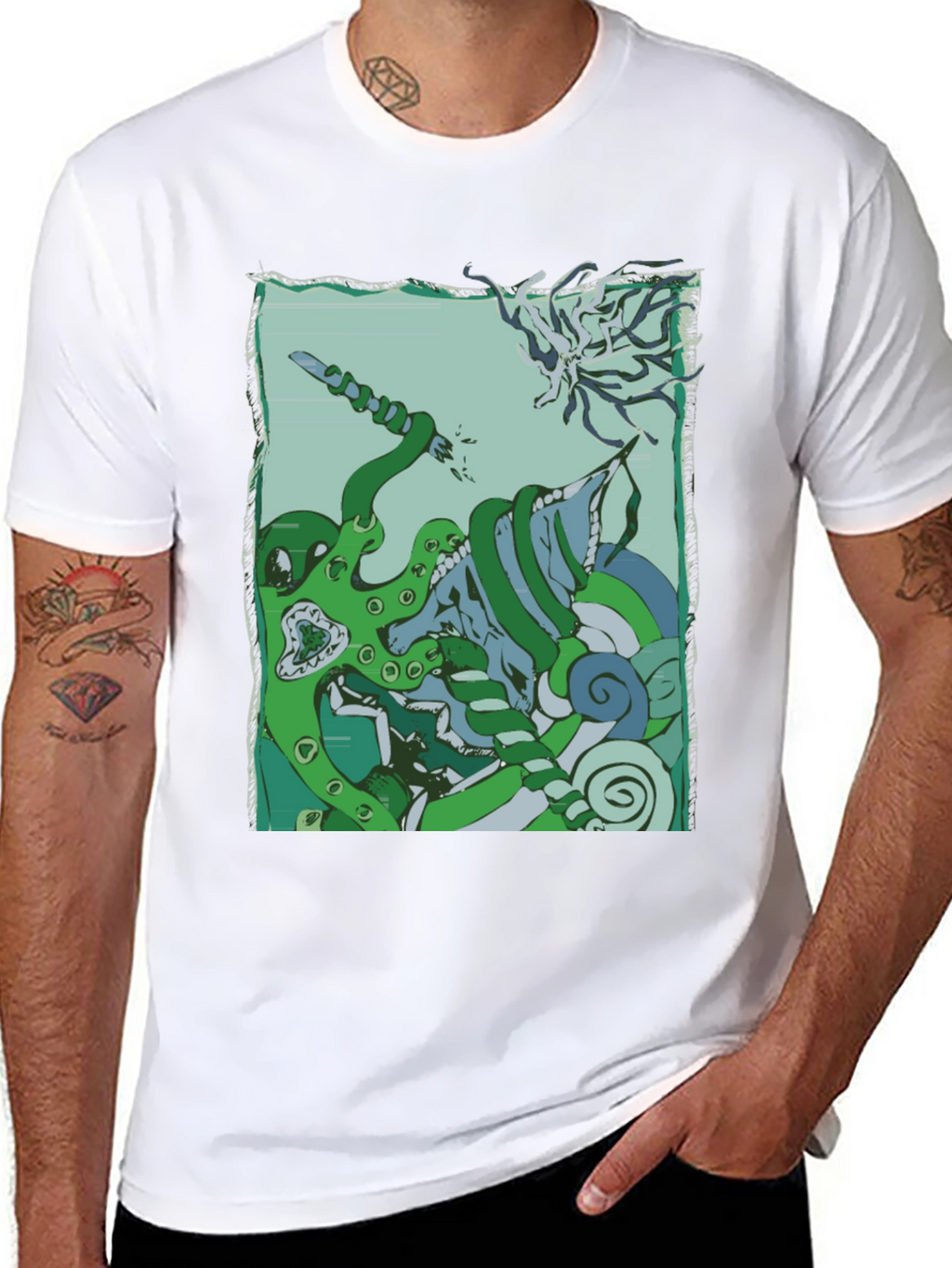 Kraken vs. Cthulhu Graphic Tee - Mythical Sea Battle
