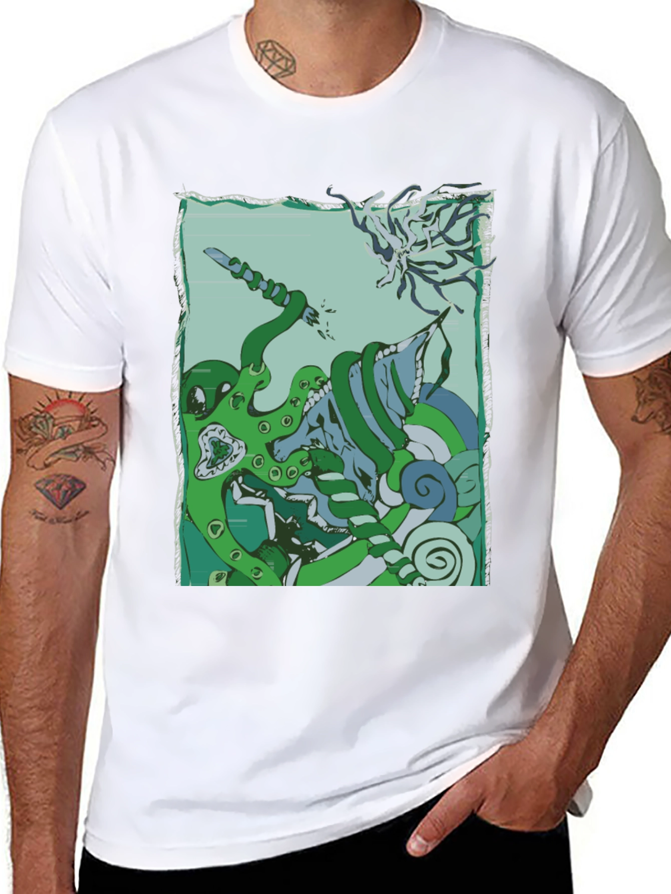 Kraken vs. Cthulhu Graphic Tee - Mythical Sea Battle