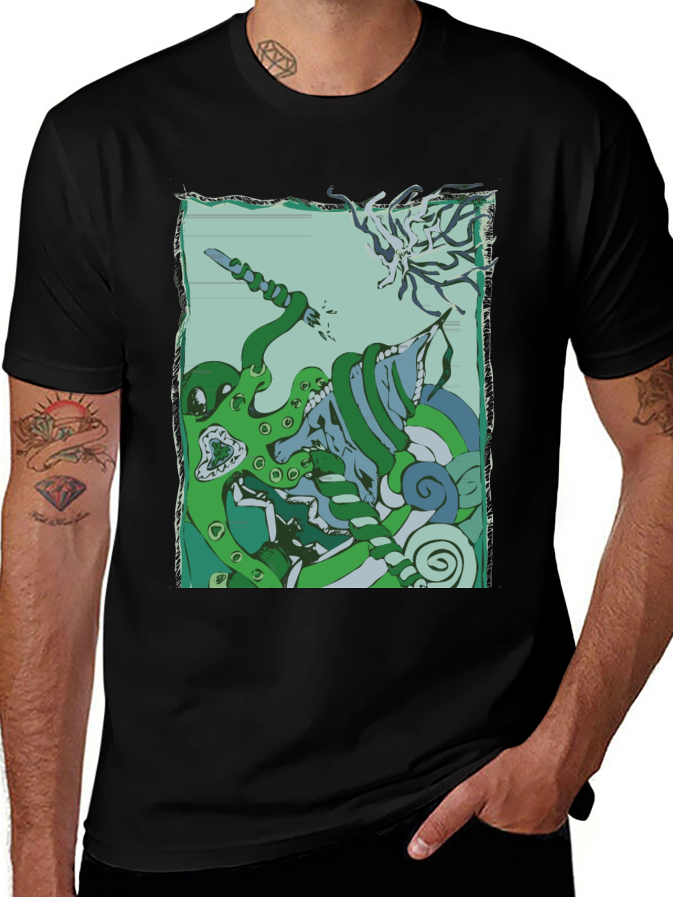 Kraken vs. Cthulhu Graphic Tee - Mythical Sea Battle