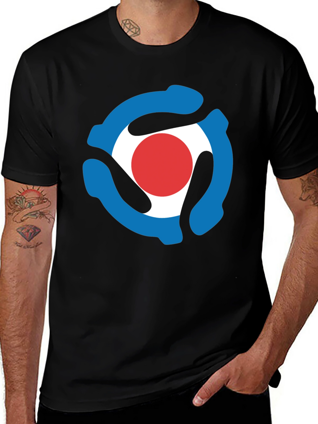Retro Record Adapter T-Shirt - Black