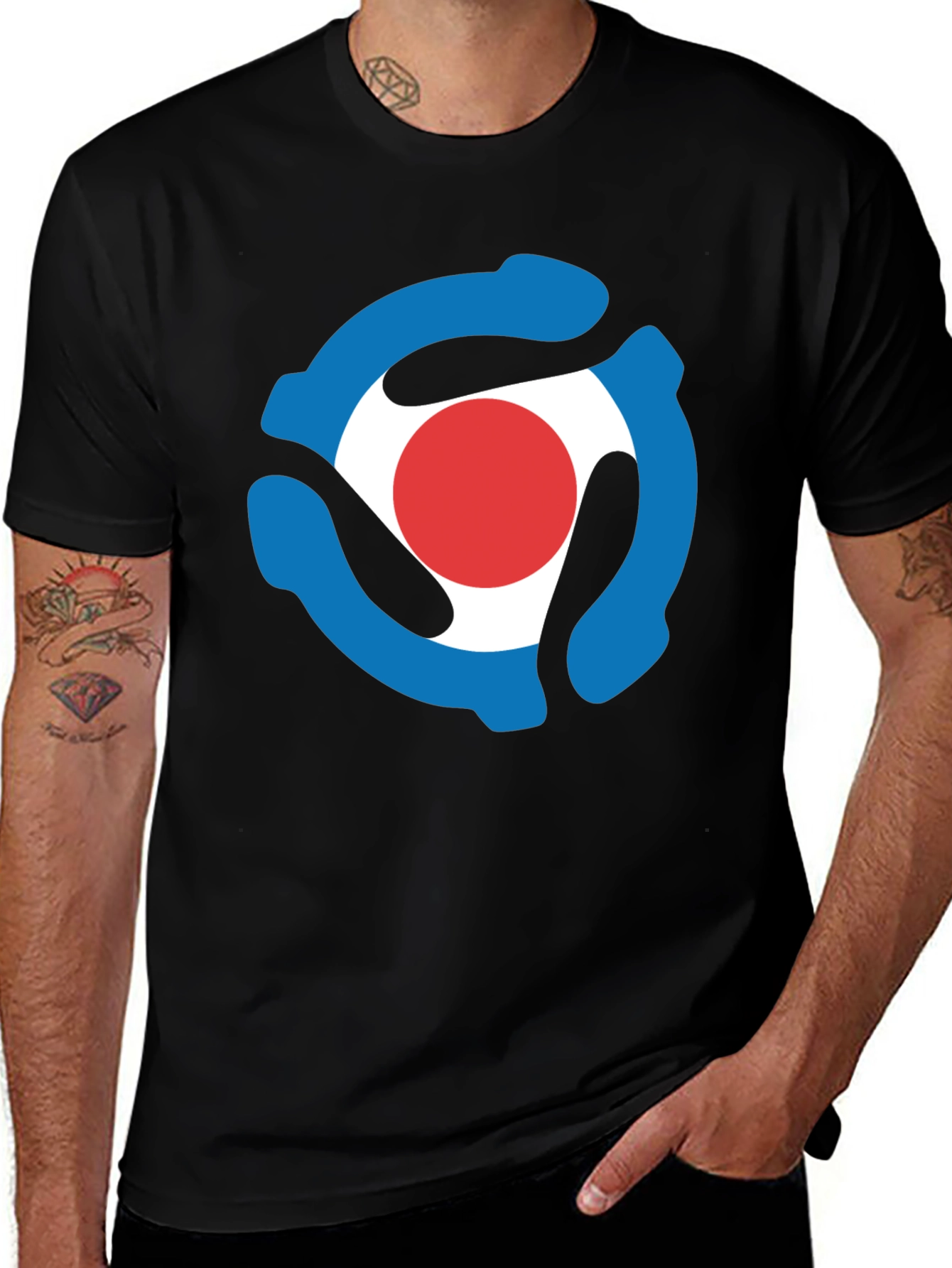 Retro Record Adapter T-Shirt - Black