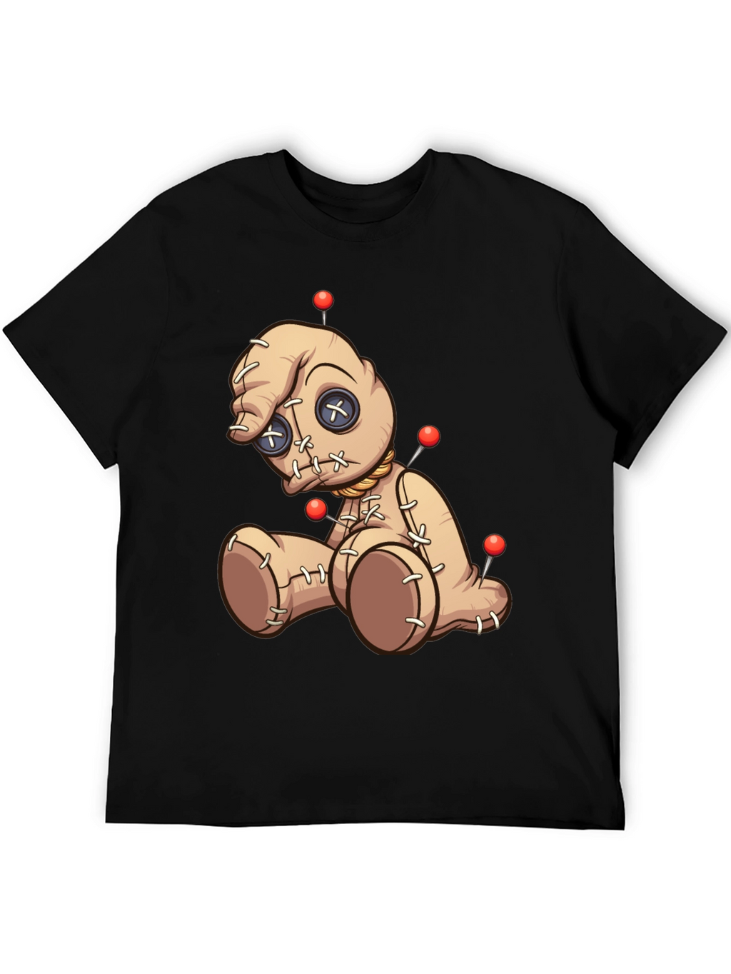 Voodoo Doll Graphic Print T-Shirt - Black