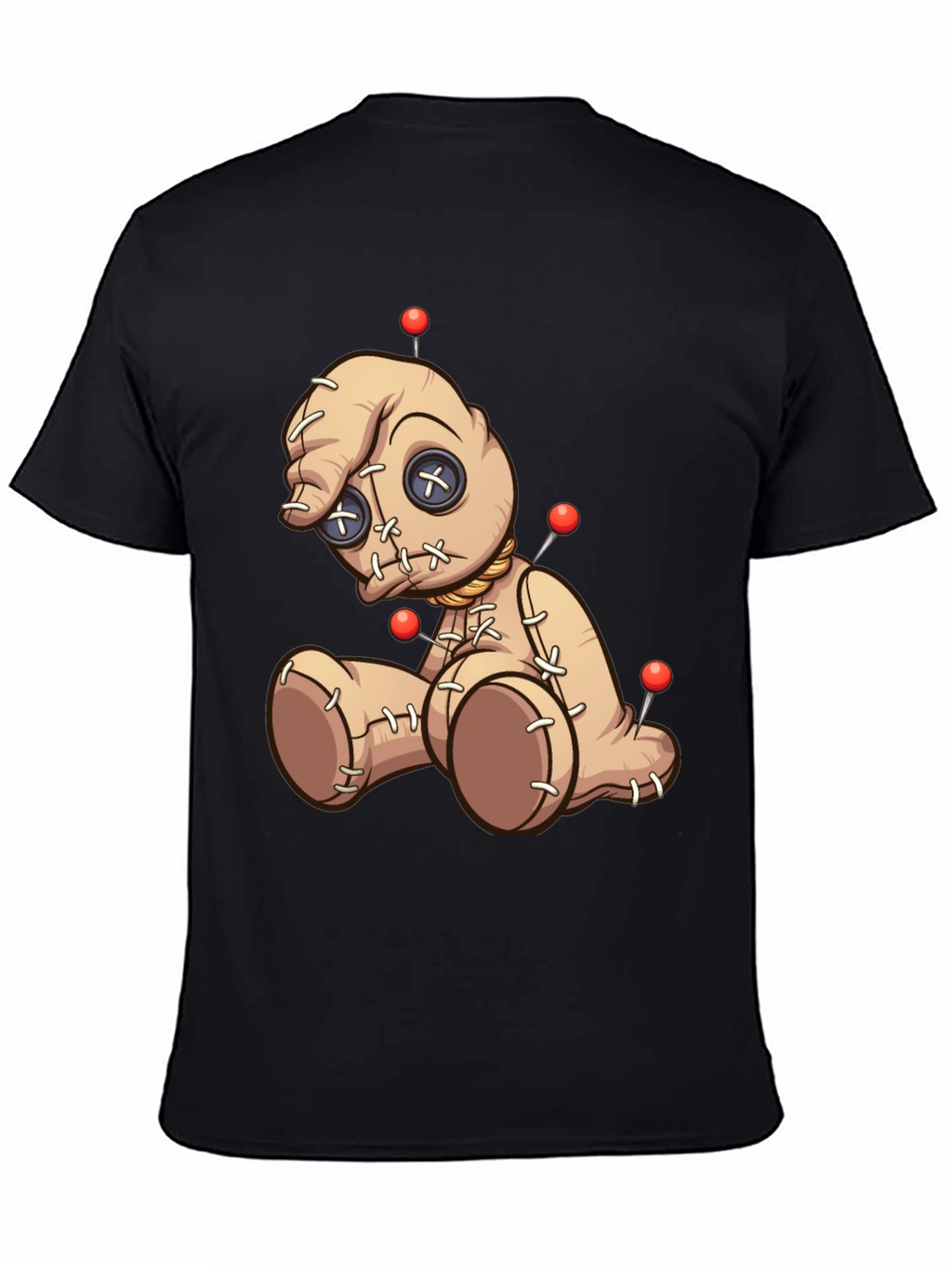 Voodoo Doll Graphic Print T-Shirt - Black