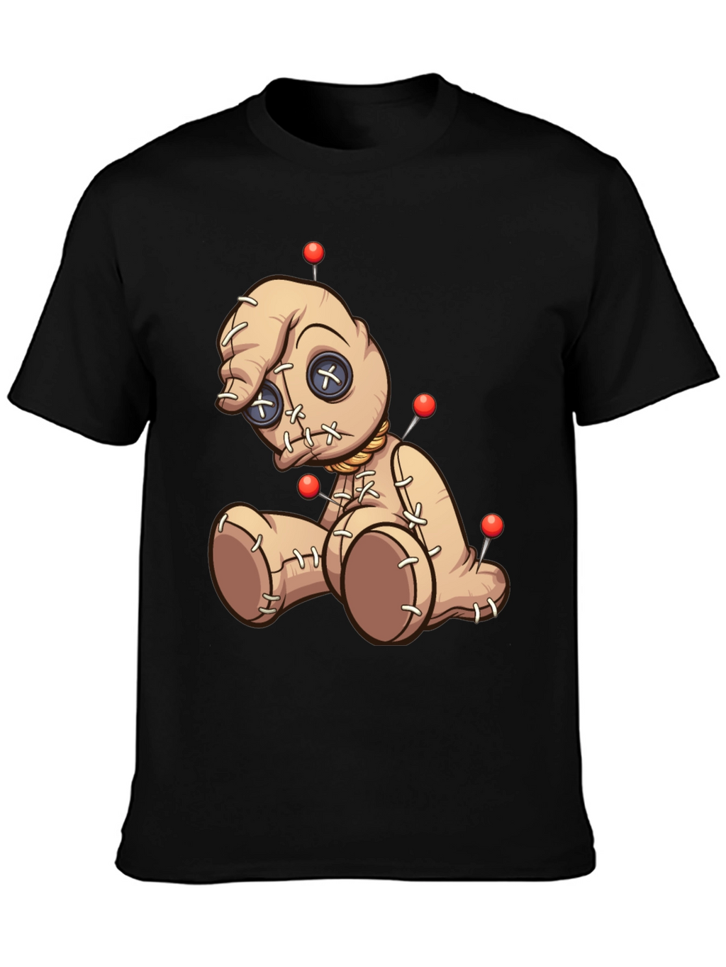 Voodoo Doll Graphic Print T-Shirt - Black