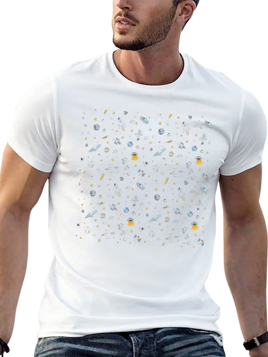 Galaxy Print Black T-Shirt - Cosmic Style