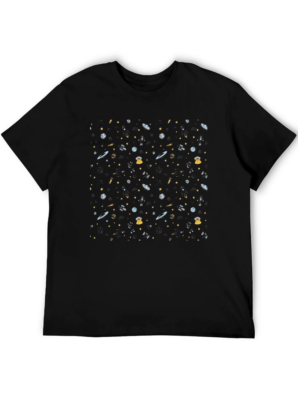 Galaxy Print Black T-Shirt - Cosmic Style