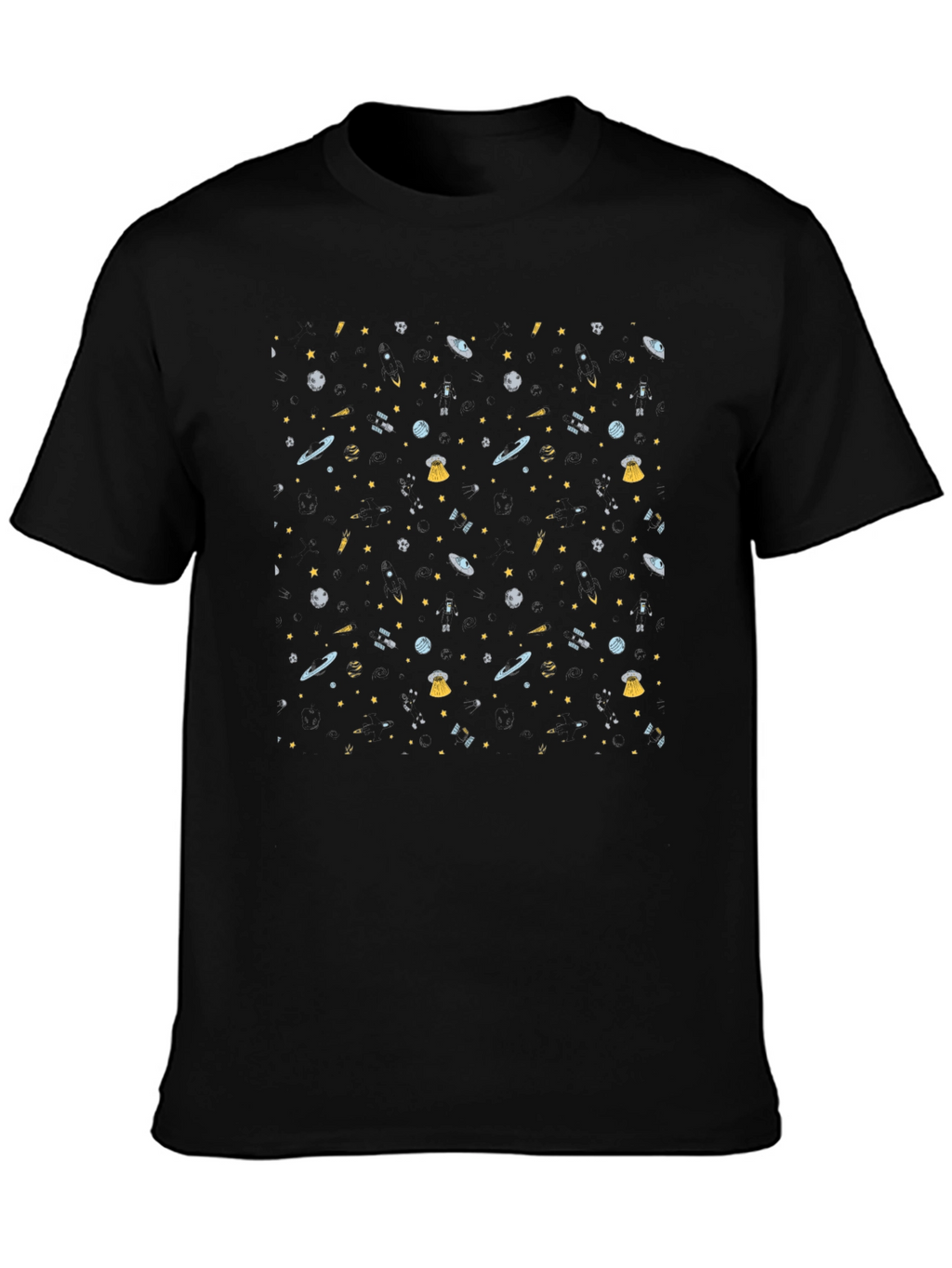 Galaxy Print Black T-Shirt - Cosmic Style