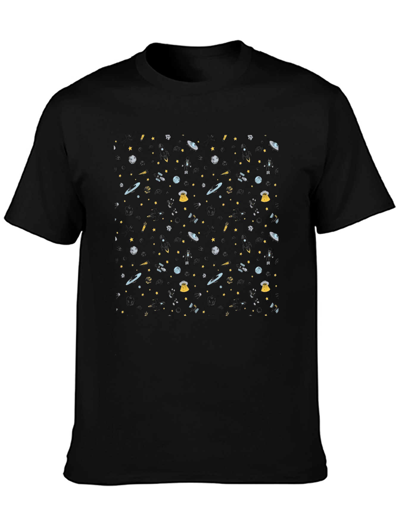 Galaxy Print Black T-Shirt - Cosmic Style