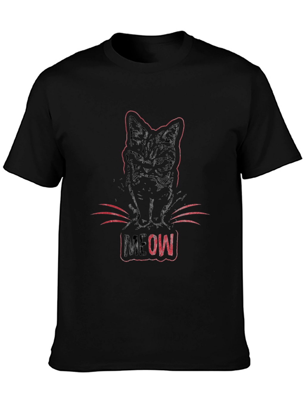 Meow Cat Graphic Tee - Black