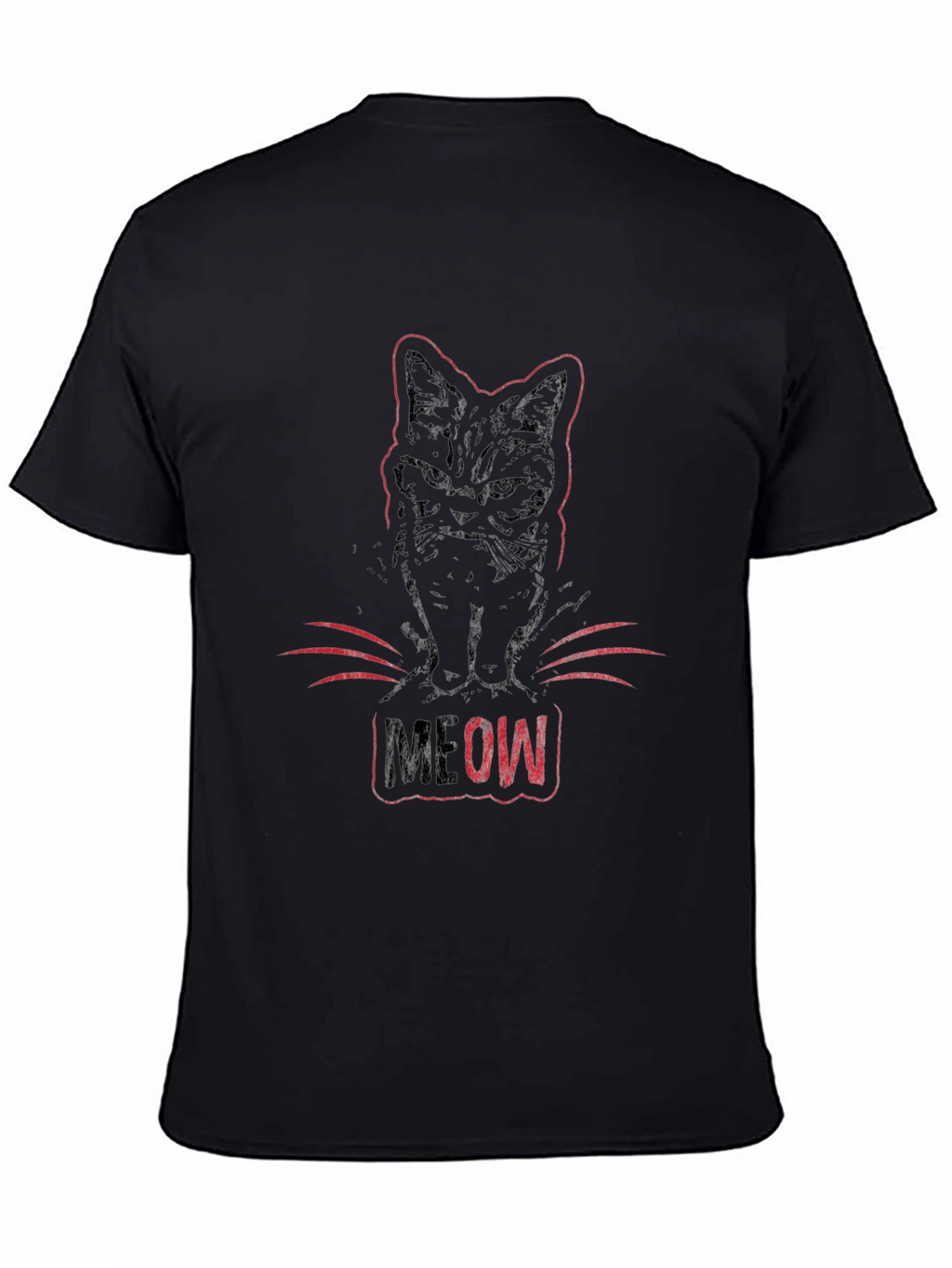 Meow Cat Graphic Tee - Black
