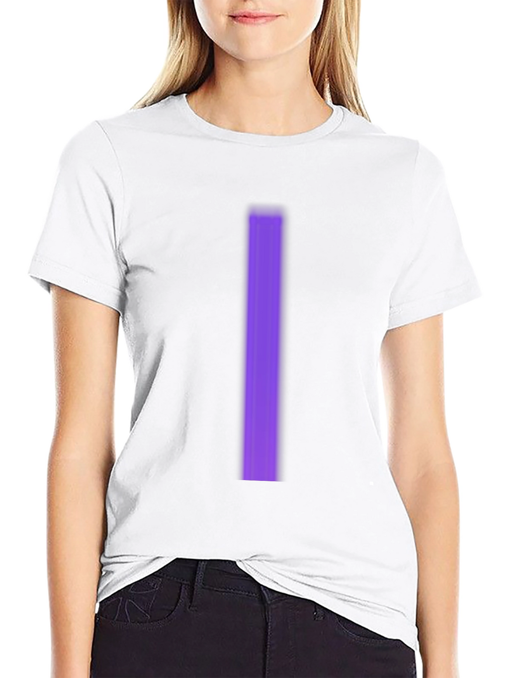 Mens Black T-Shirt with Purple Stripe