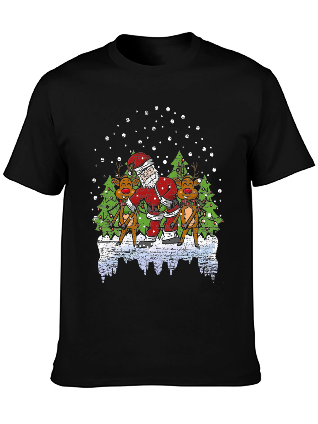 Santa & Reindeer T-Shirt - Holiday Fun