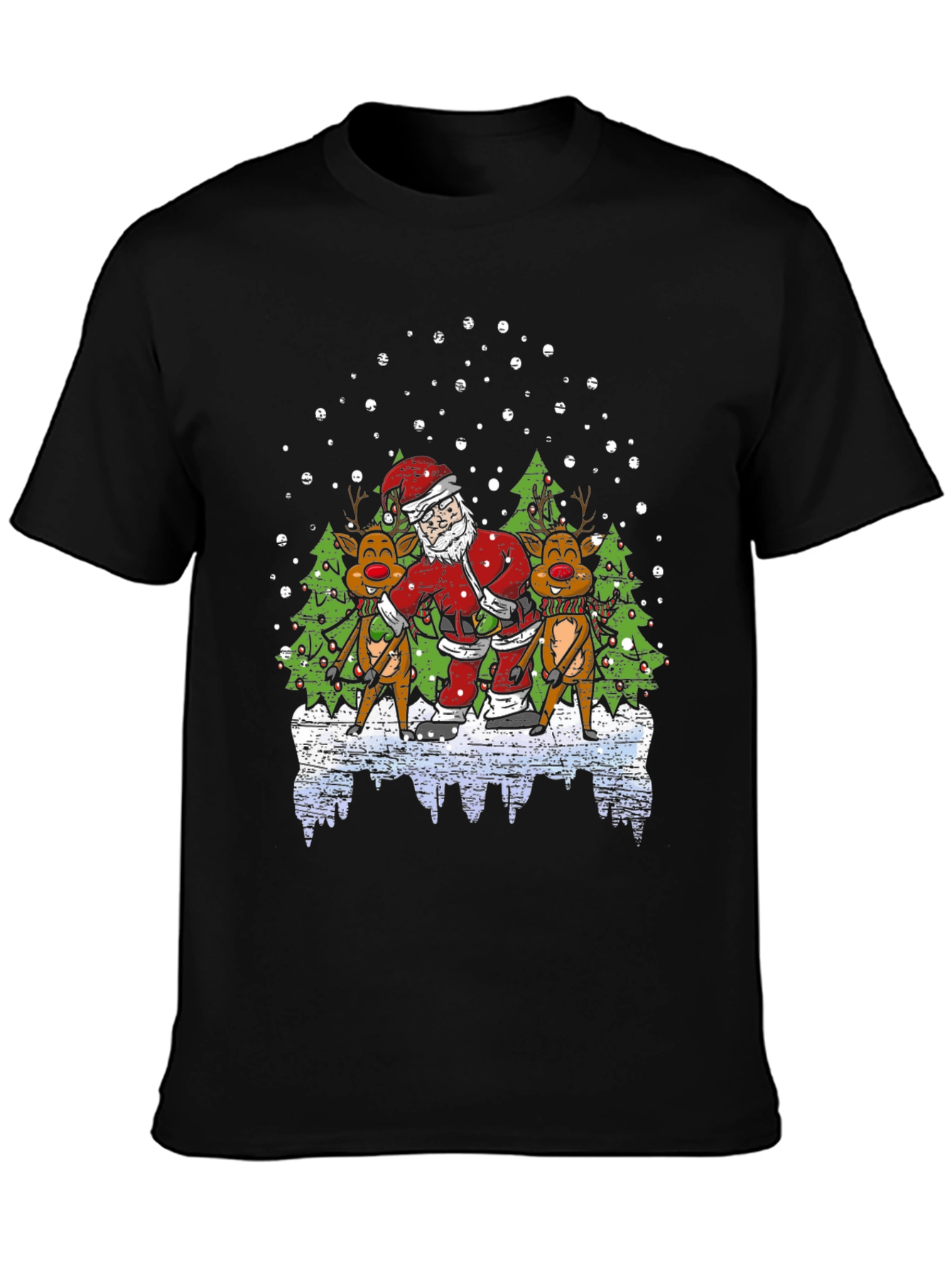 Santa & Reindeer T-Shirt - Holiday Fun