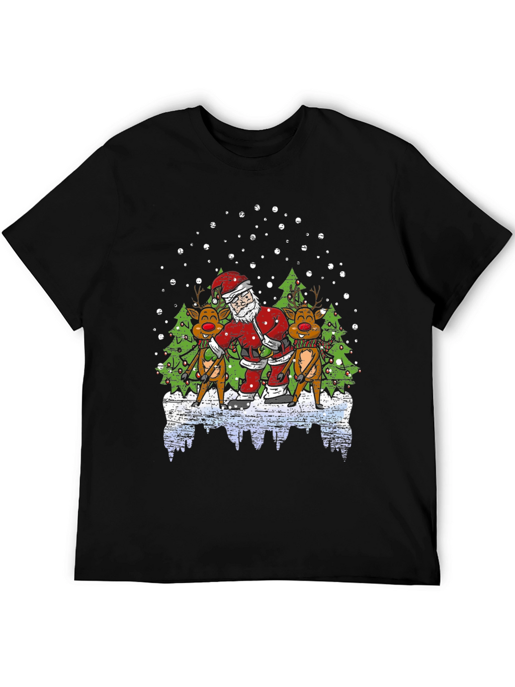 Santa & Reindeer T-Shirt - Holiday Fun