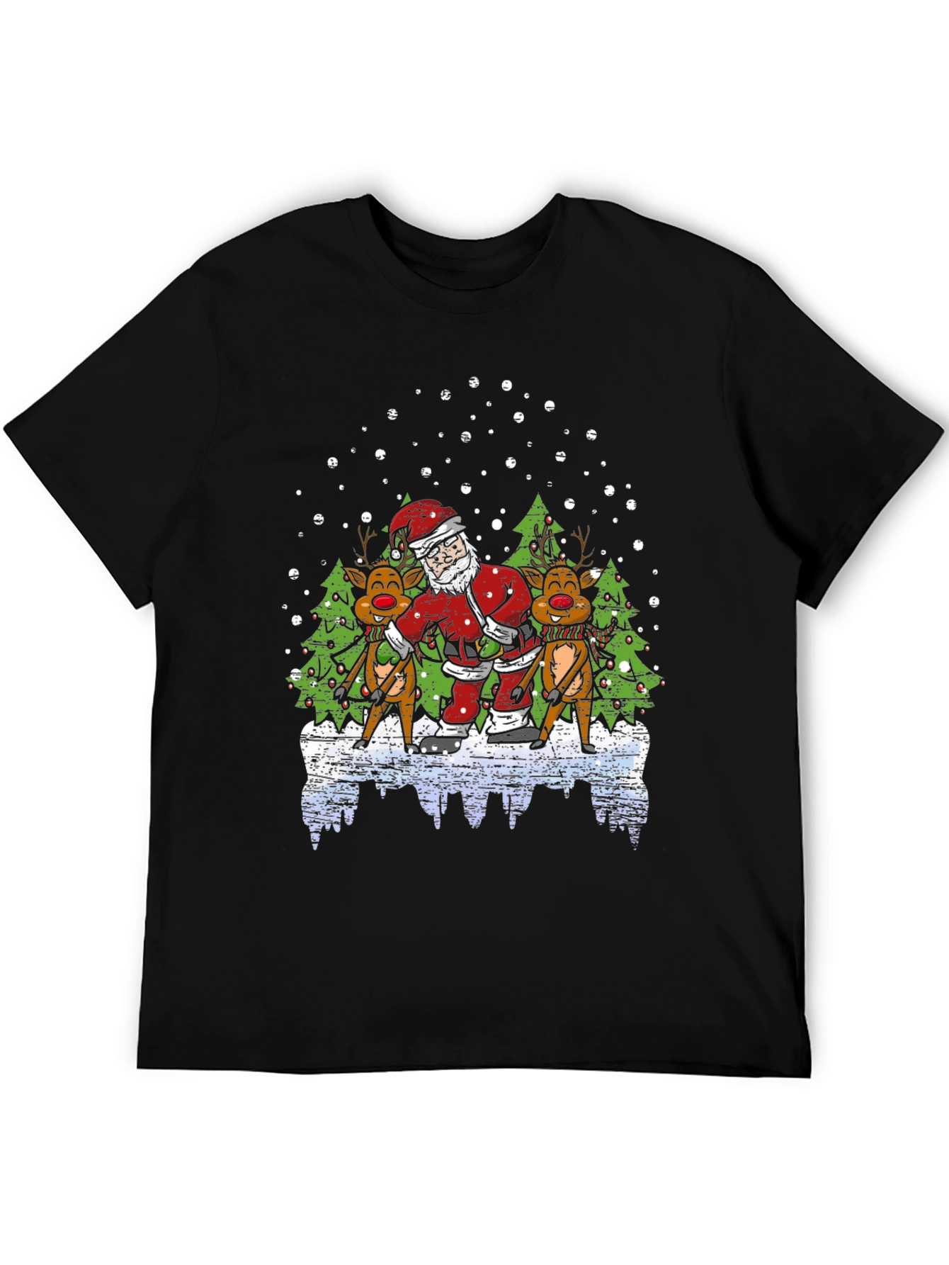 Santa & Reindeer T-Shirt - Holiday Fun