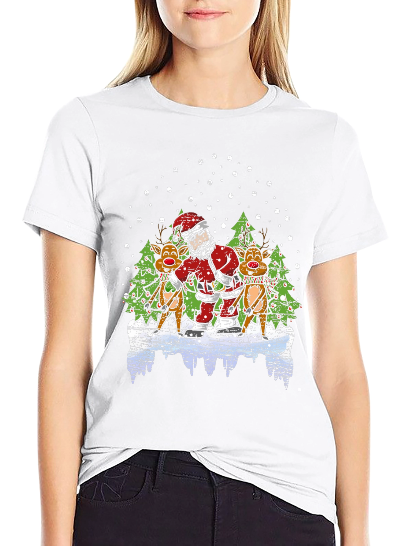 Santa & Reindeer T-Shirt - Holiday Fun