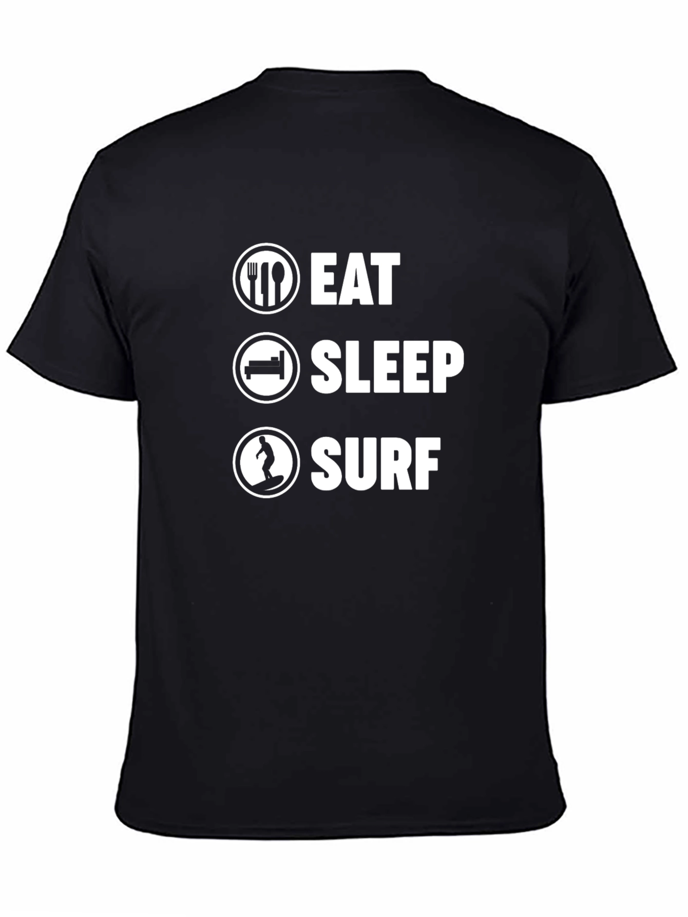 Eat Sleep Surf Graphic Tee - Black Cotton T-Shirt