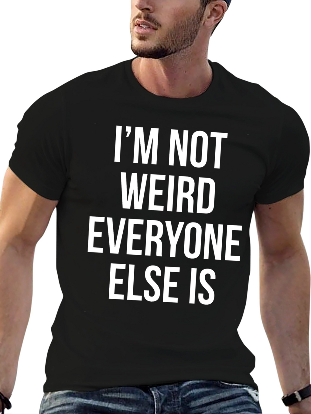 Funny Im Not Weird Graphic Print Black T-Shirt