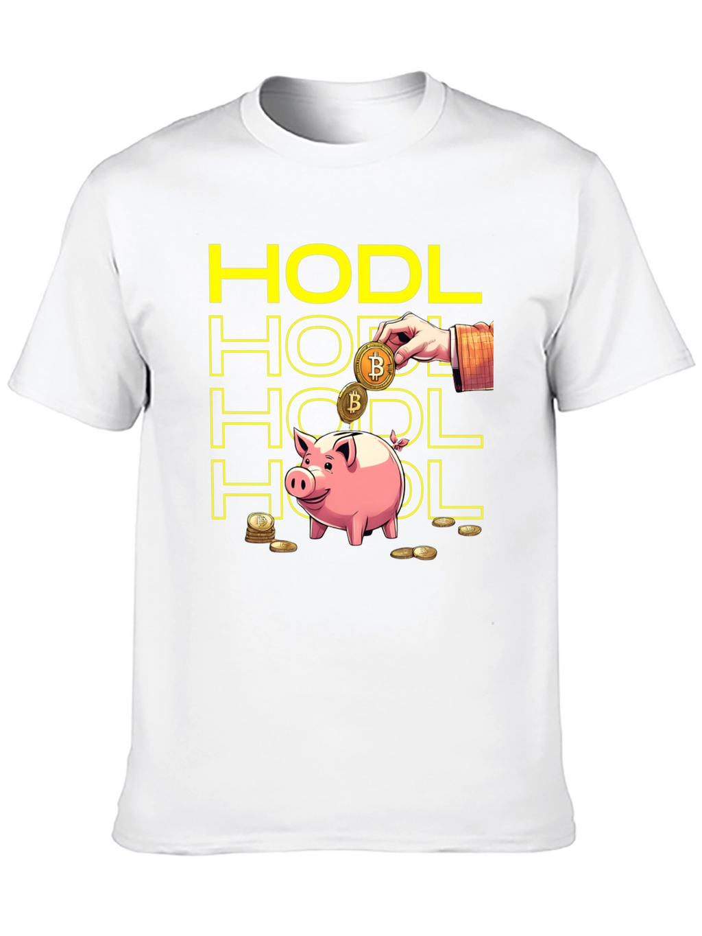 HODL Bitcoin Crypto Piggy Bank Black T-Shirt