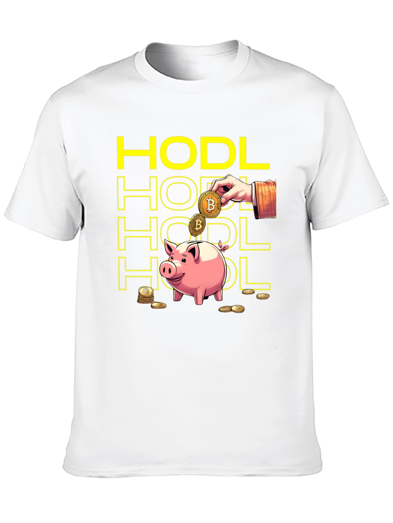 HODL Bitcoin Crypto Piggy Bank Black T-Shirt