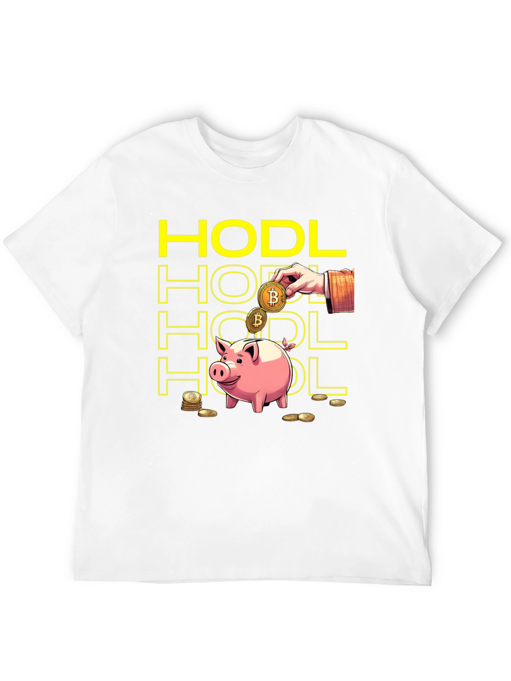 HODL Bitcoin Crypto Piggy Bank Black T-Shirt