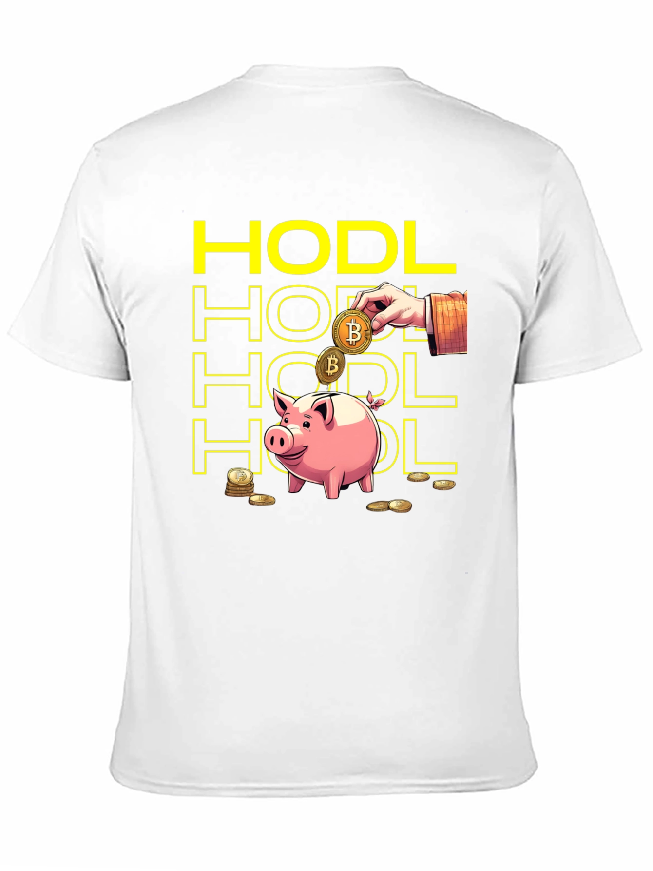 HODL Bitcoin Crypto Piggy Bank Black T-Shirt