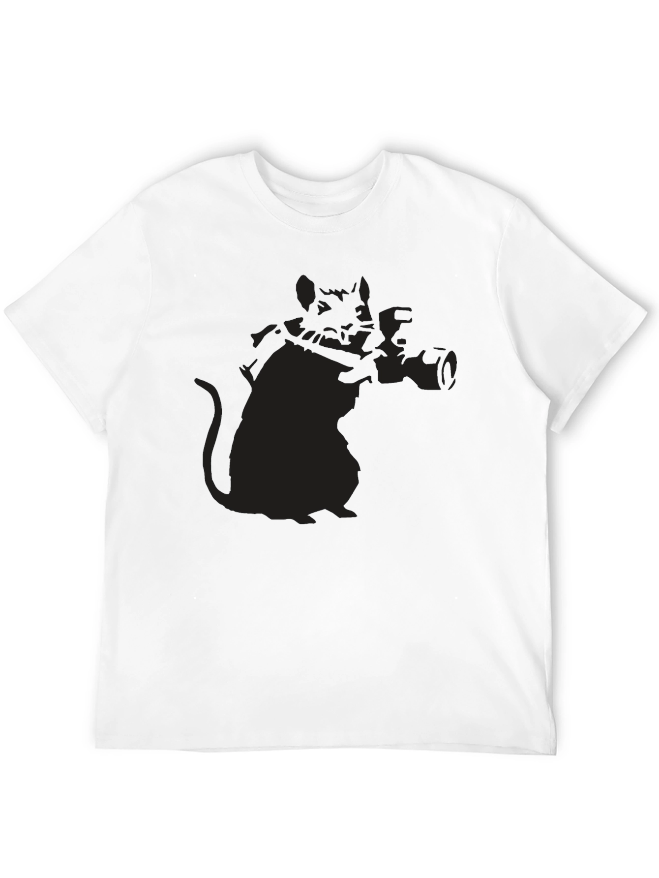 Banksy Rat Photographer Black T-Shirt - Street Art Style