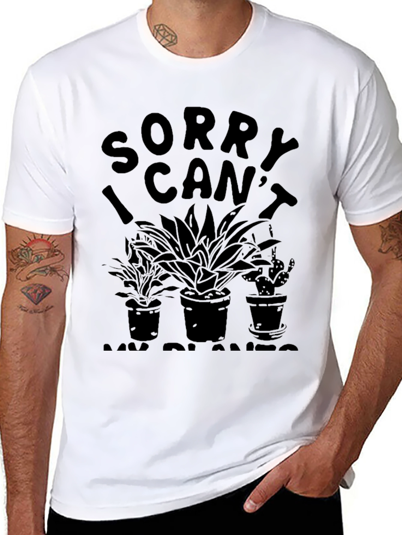 Sorry I Cant My Plants T-Shirt - Black