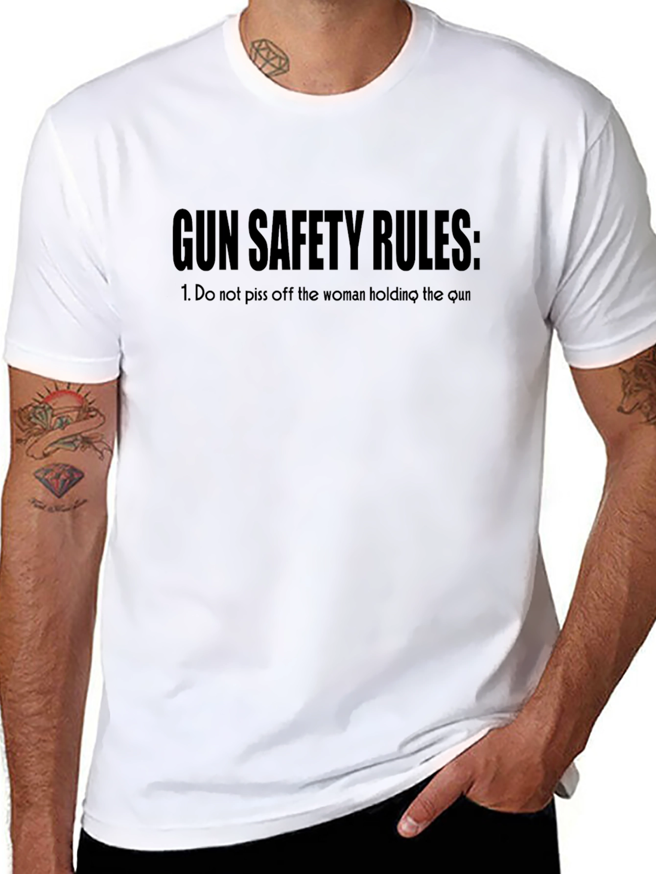 Gun Safety Rules Graphic Tee - Black