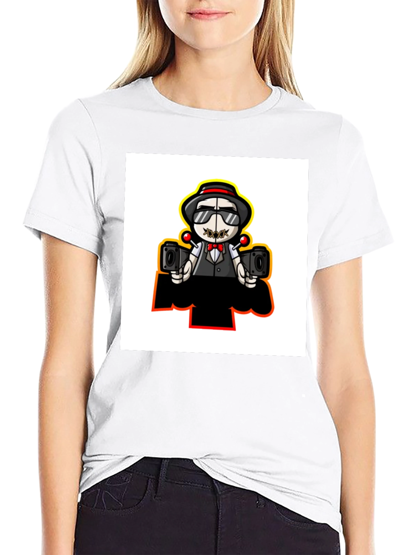 Cartoon Character Graphic Print Black T-Shirt