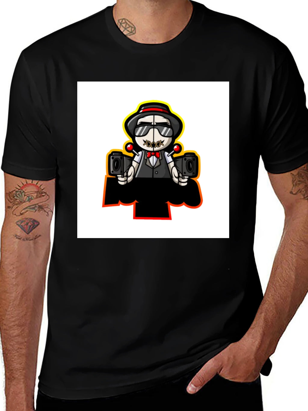 Cartoon Character Graphic Print Black T-Shirt