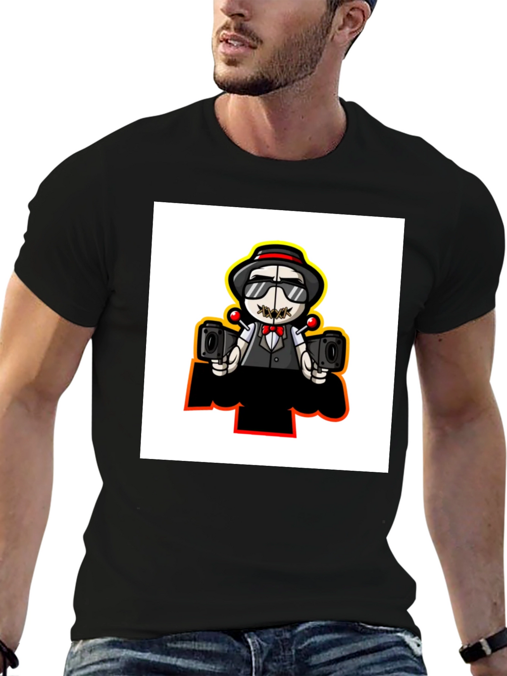 Cartoon Character Graphic Print Black T-Shirt