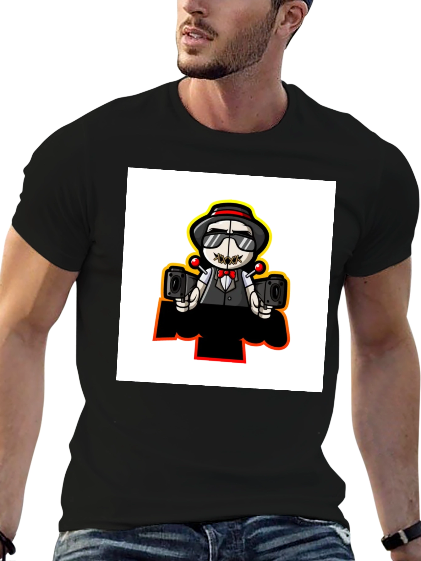 Cartoon Character Graphic Print Black T-Shirt