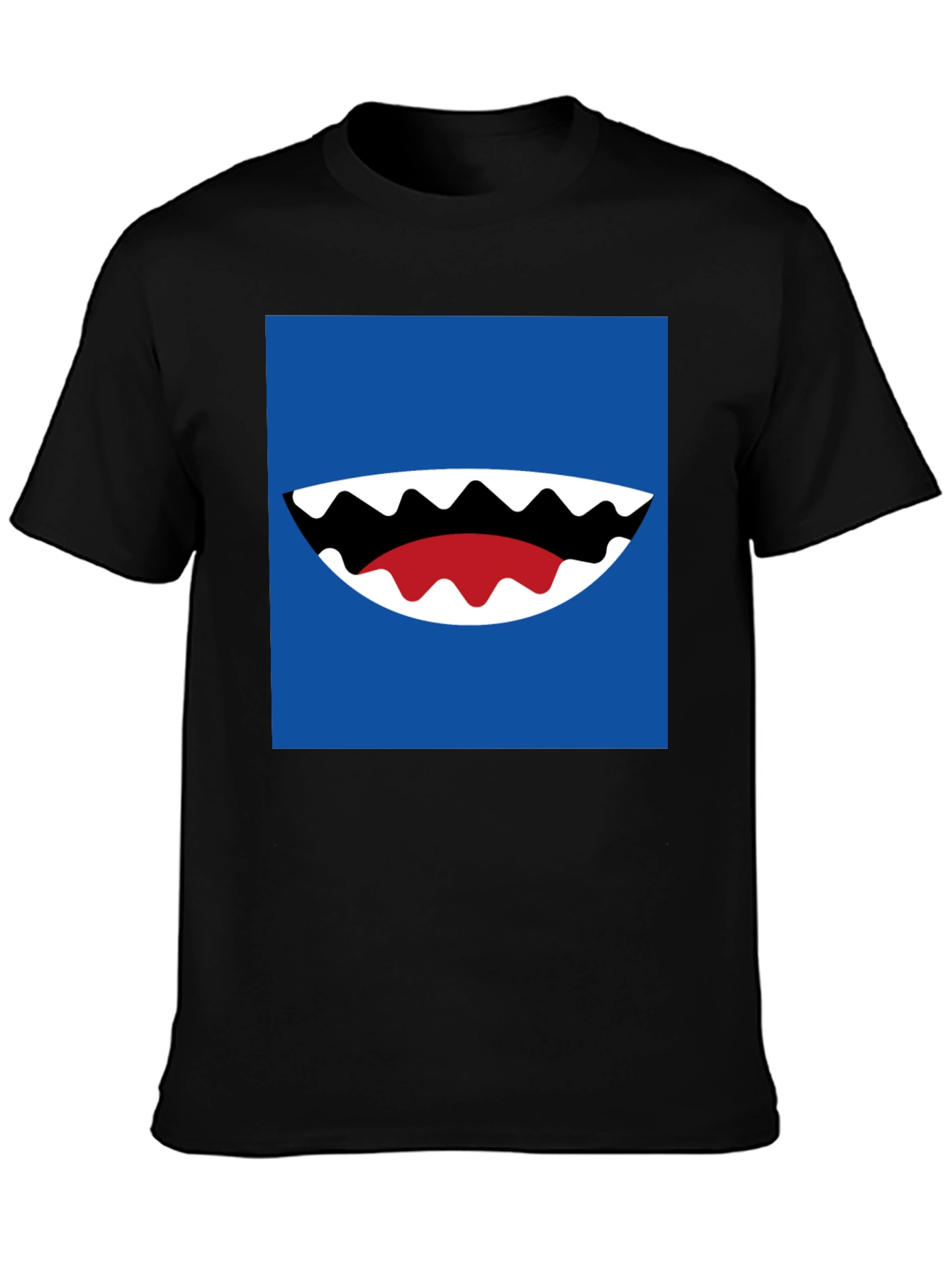 Cartoon Shark Mouth Graphic Tee - Mens Black T-Shirt