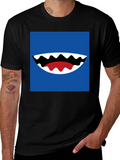 Cartoon Shark Mouth Graphic Tee - Mens Black T-Shirt