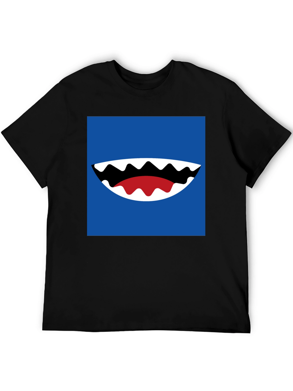 Cartoon Shark Mouth Graphic Tee - Mens Black T-Shirt