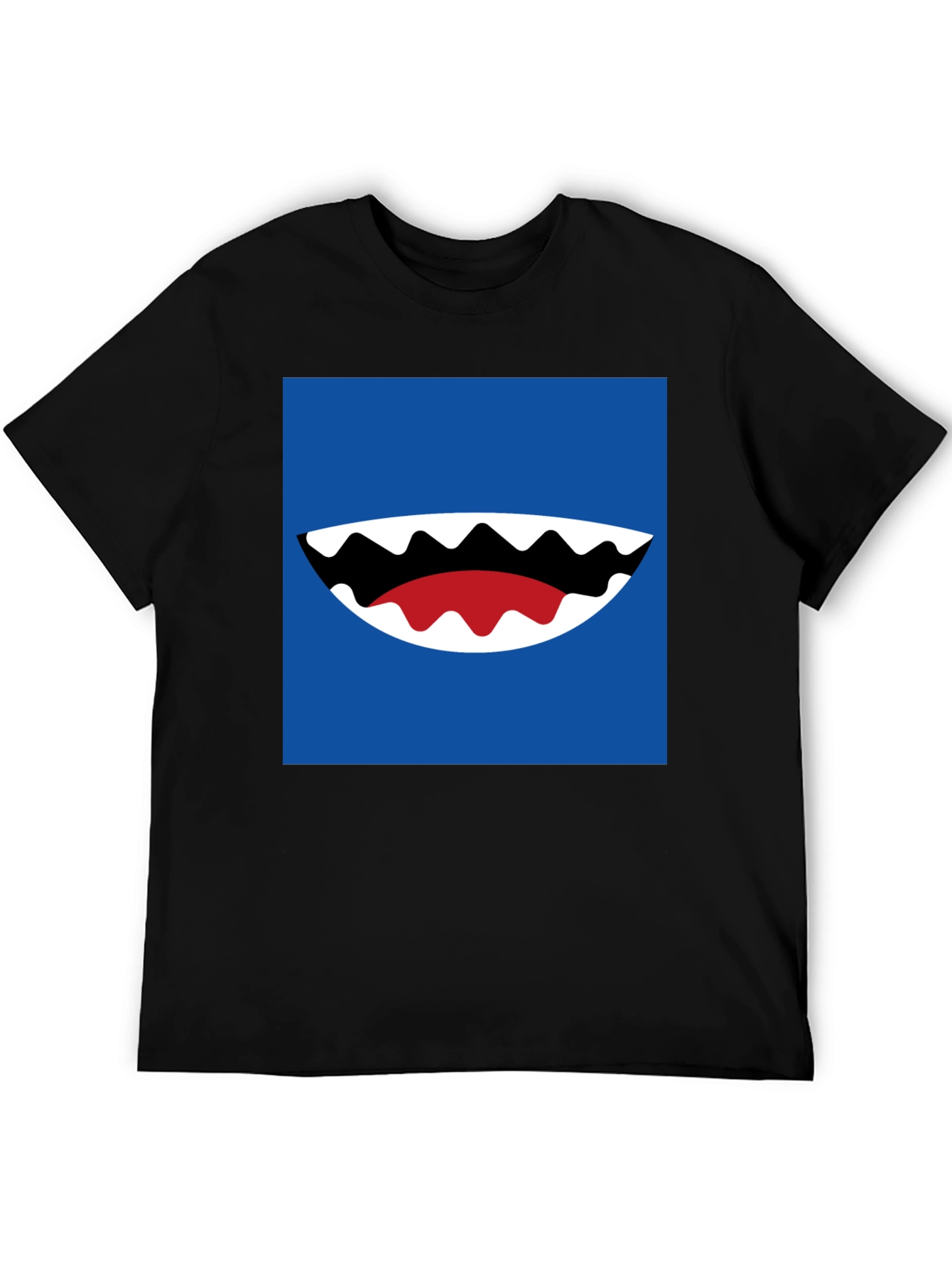 Cartoon Shark Mouth Graphic Tee - Mens Black T-Shirt