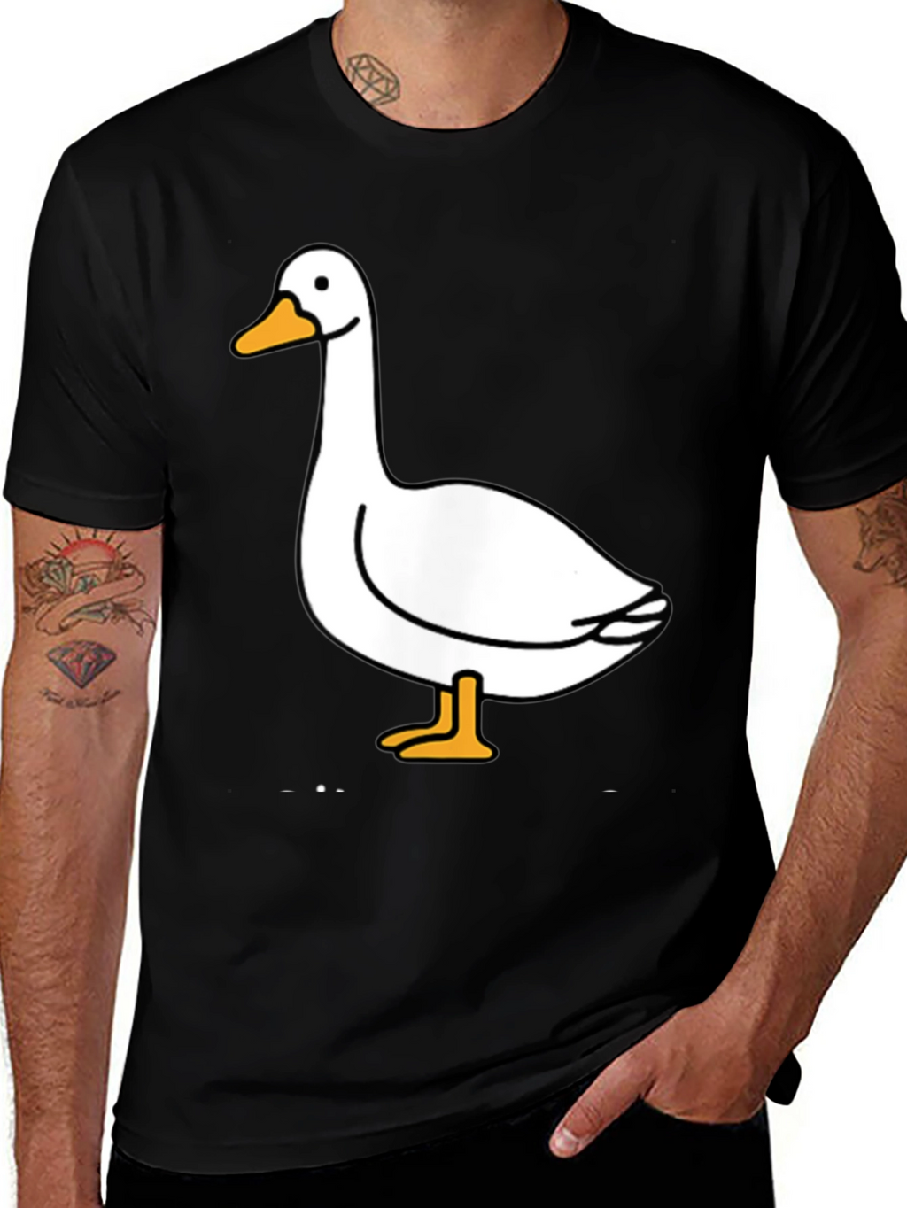 Goose Graphic Tee - Black Cotton T-Shirt