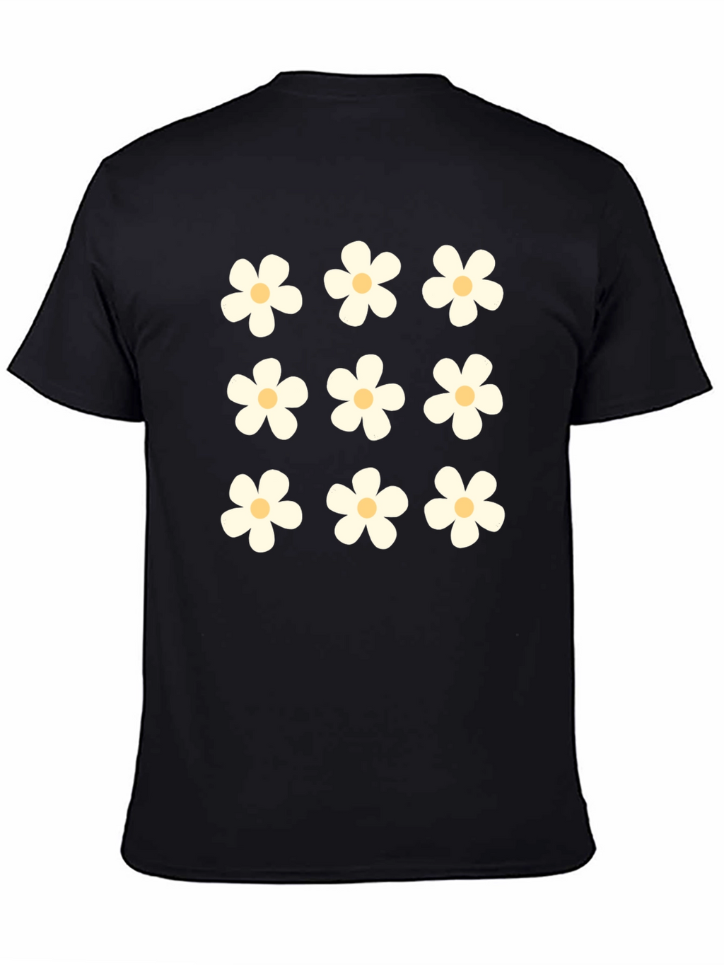 Daisy Flower Black T-Shirt