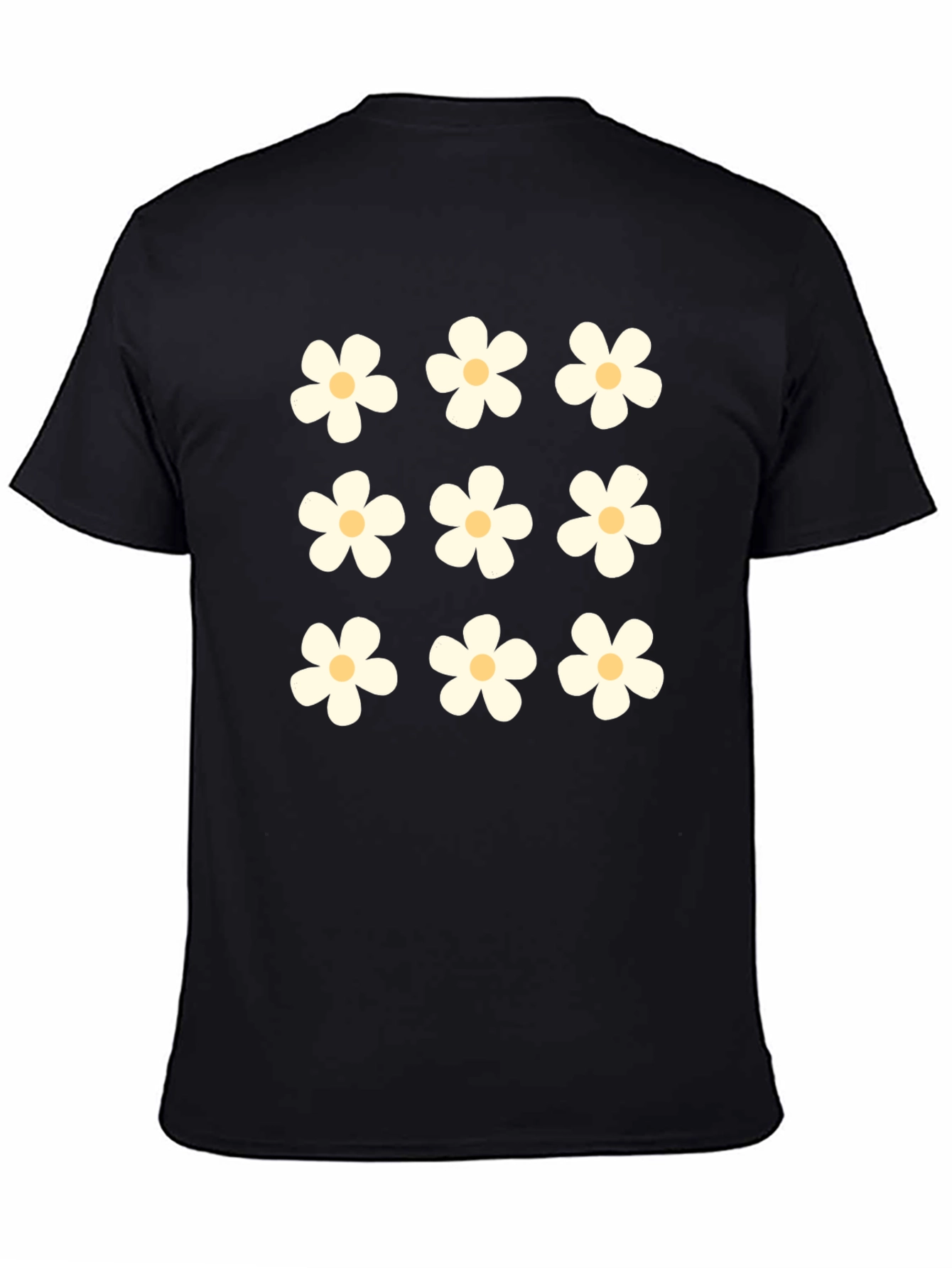 Daisy Flower Black T-Shirt