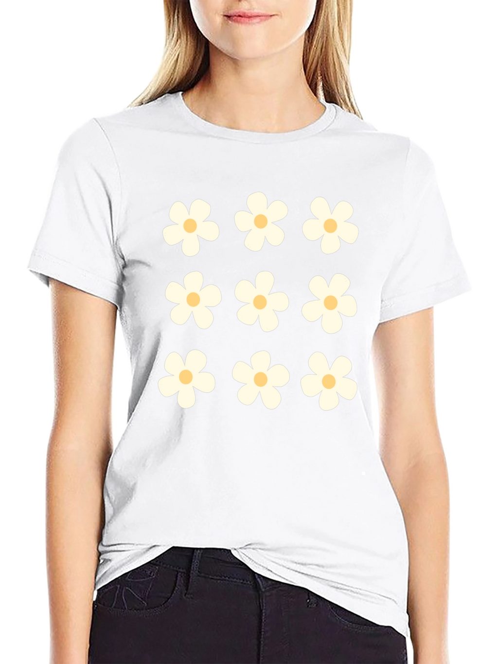 Daisy Flower Black T-Shirt