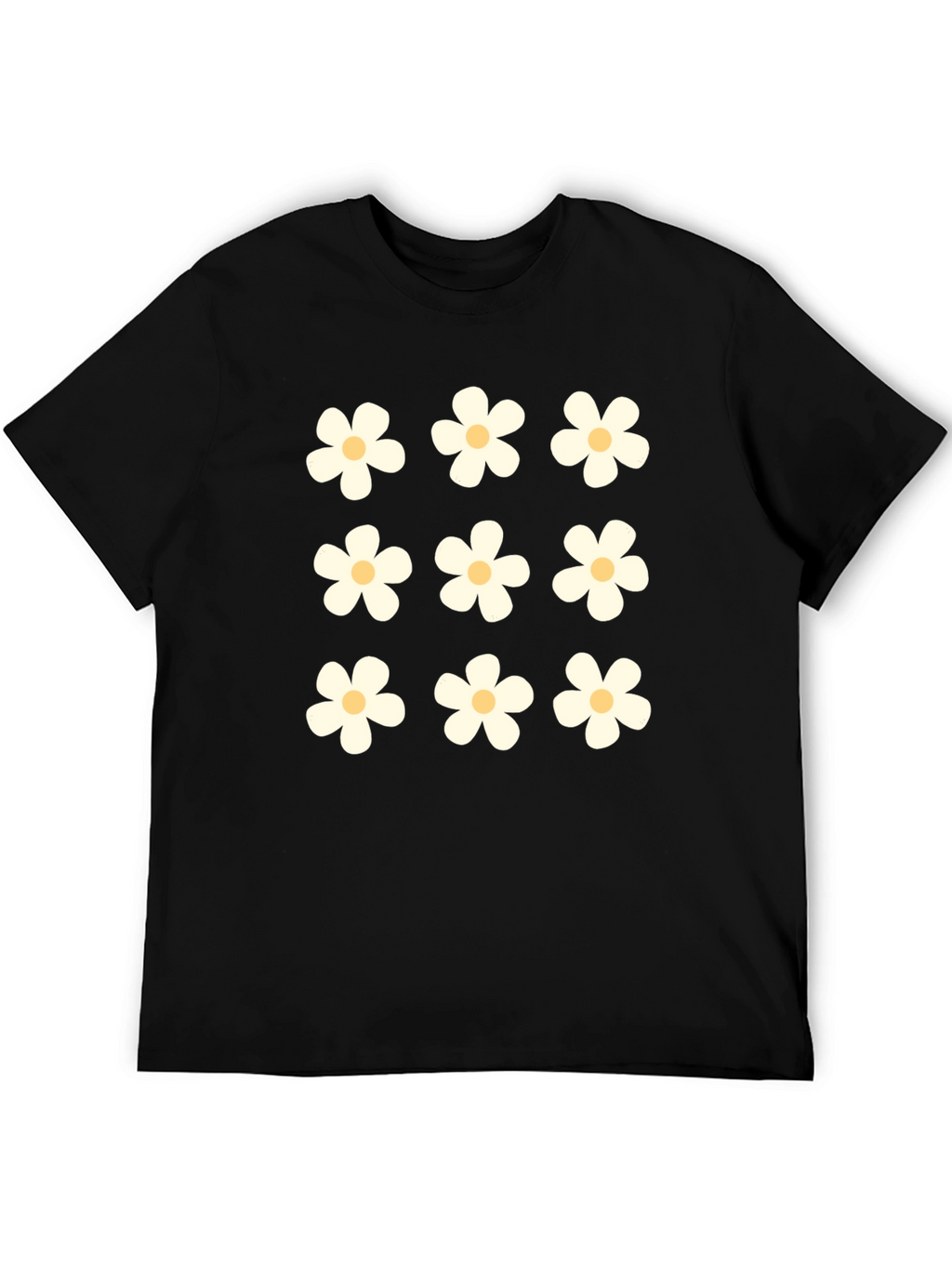 Daisy Flower Black T-Shirt
