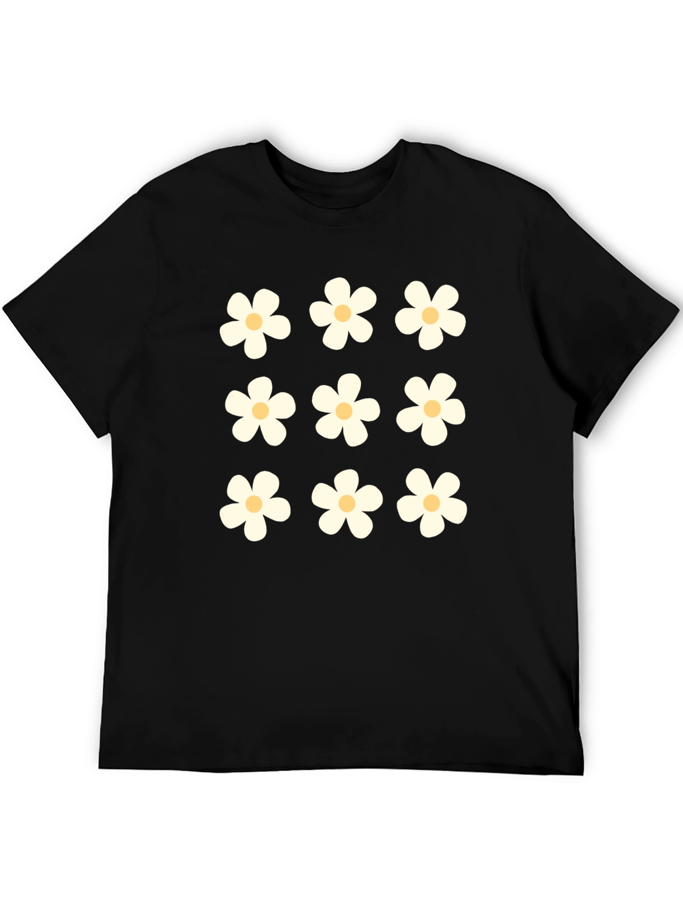 Daisy Flower Black T-Shirt