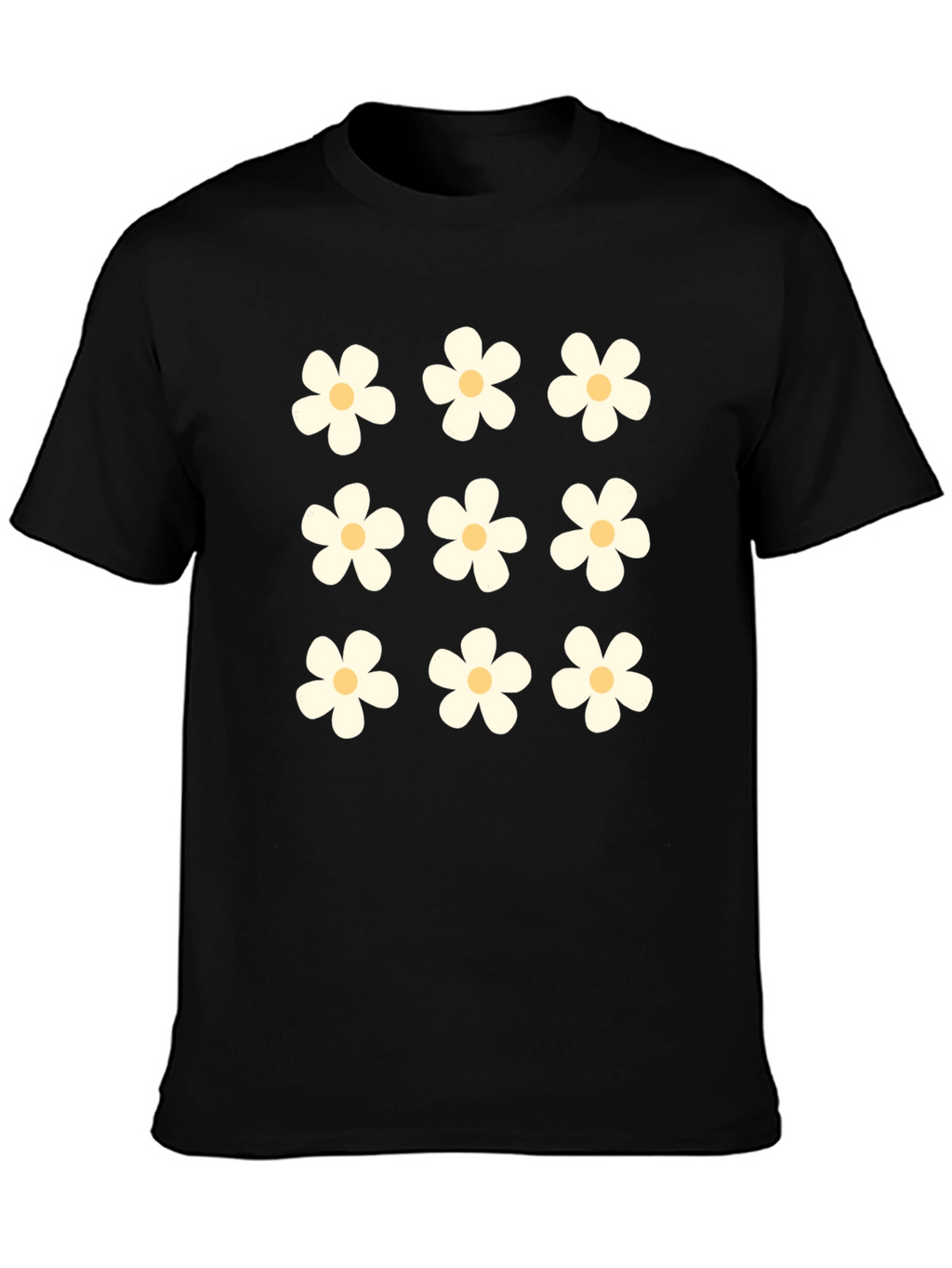 Daisy Flower Black T-Shirt