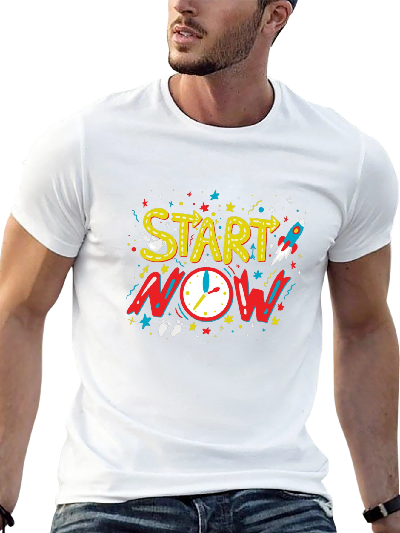 Start Now Graphic Tee - Motivational Black T-Shirt